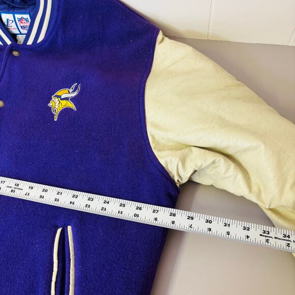Vintage Minnesota Vikings Varsity Jacket XXL Men’s Logo Athletic Wool Leather - Picture 8 of 11